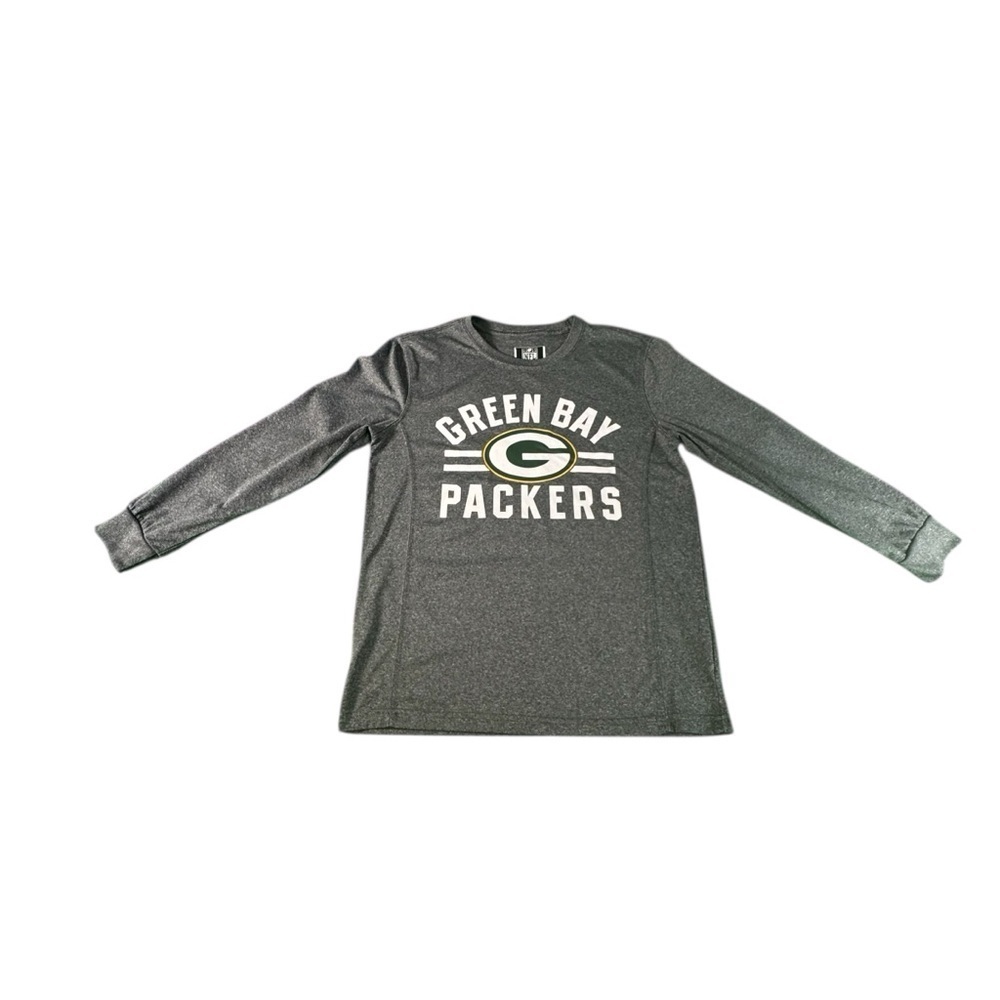 NFL Team Apparel Green Bay Packers Youth Large 14-16 Long Sleeve Shirt Gray